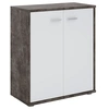 Image de Buffet salon FIRMIN L 60 cm - Coloris béton foncé et blanc