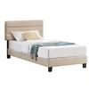 Image de Lit 1 place 90 x 190 cm en tissu sommier a lattes de couleur
