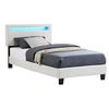 Image de Lit LED simple AUSTIN 90x190 cm, avec sommier, revêtement en tissu blanc