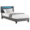 Image de Lit LED simple EVAN 90x190 cm, avec sommier, revêtement en synthétique gris