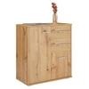 Image de Buffet salle à manger REMY L 60 cm coloris chêne wotan avec 2 portes et 2 tiroirs bahut bas meuble de rangement style moderne