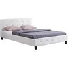 Image de Lit double JOSY, 140 x 190 cm, capitonné avec sommier, revêtement synthétique blanc