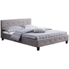 Image de Lit double JOSY, 140 x 190 cm, capitonné avec sommier, revêtement en tissu gris