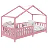 Image de Lit cabane GENERIQUE 90x190 en bois massif barriere - sans sommier rose