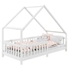 Image de Lit cabane asymétrique CORA 90 x 200 cm en pin massif lasuré blanc