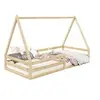 Image de Lit cabane sila 90x190 cm, lit simple enfant 1 place type montessori, en pin massif finition naturelle