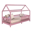Image de Lit cabane NINA 90 x 190 cm, en pin massif lasuré rose