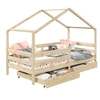 Image de Lit cabane ENA avec tiroirs, 90 x 190 cm en pin massif naturel