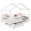 Image de Lit cabane ENA avec tiroirs, 90 x 190 cm en pin massif lasuré blanc