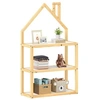 Image de Etagère enfant LENISE en pin massif, meuble rangement chambre enfant en forme de maison en bois lasuré blanc/naturel