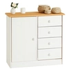 Image de Commode RONDO en pin massif, 4 tiroirs et 1 porte, lasuré blanc/brun