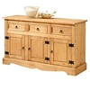 Image de Buffet salle à manger TEQUILA en bois massif L 154 cm avec 3 portes battantes et 3 tiroirs spacieux, coloris teinté ciré