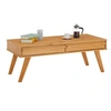 Image de Table basse JONA style scandinave table de salon rectangulaire avec 2 tiroirs, en pin massif lasuré brun