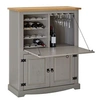 Image de Meuble bar à vin TEQUILA armoire comptoir avec range bouteilles et range verres, bahut de style mexicain en pin massif gris/brun