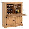 Image de Meuble bar à vin TEQUILA armoire comptoir avec range bouteilles et range verres, bahut de style mexicain en pin massif teinté/ciré