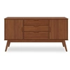 Image de Buffet salle à manger TIVOLI L 145 cm, 3 tiroirs et 2 portest, bois massif, couleurs marron