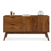Image de Buffet salle à manger TIVOLI L 145 cm en bois massif finition bois bun foncé avec 2 tiroirs et 2 portes battantes