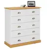 Image de Commode chambre PARIS L 91 cm en bois massif - Blanc et brun