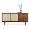 Image de Buffet en bois SIMONA L 175 cm coloris châtaignier avec 4 Tiroirs 2 Portes Coulissantes, pour Salon ou Salle à manger