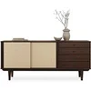 Image de Buffet en bois SIMONA L 175 cm coloris noyer avec 4 Tiroirs 2 Portes Coulissantes, pour Salon ou Salle à manger