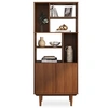 Image de Buffet haut SIMONA 80x188 cm en bois massif coloris châtaignier avec 2 Portes 6 Etagères, Vaisselier en hauteur