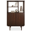 Image de Buffet haut SIMONA 80x133 cm en Bois massif coloris noyer avec 2 Portes et Etagères, Vaisselier en hauteur