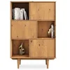 Image de Buffet haut SIMONA 95x139 cm en bois massif coloris chêne avec 3 Portes et 3 Etagères, Vaisselier en hauteur
