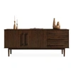 Image de Buffet TECCA L 170 cm 2 portes 3 tiroirs en bois massif - Coloris noyer