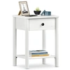 Image de Table de chevet APOANA avec 1 tiroir et 1 tablette, dimensions montées 45 x 55 x 35 cm, pin massif blanc, style naturel