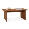 Image de Table basse SALTO rectangulaire pour salon en bois massif brun foncé, 110x45 cm, élégante et minimaliste, pieds en bois