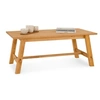 Image de Table basse LUZERNA rectangulaire pour salon en bois massif laqué, 110 x 45 cm, design moderne minimaliste, pieds en bois