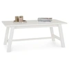 Image de Table basse LUZERNA rectangulaire pour salon en bois massif blanc, 110 x 45 cm, design moderne minimaliste, pieds en bois