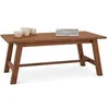 Image de Table basse LUZERNA rectangulaire pour salon en bois massif brun foncé, 110 x 45 cm, design moderne minimaliste, pieds en bois