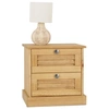Image de Table de chevet VENETA H 42 cm 2 Tiroirs en Bois Massif Coloris Naturel avec Poignées en Métal