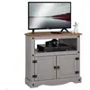 Image de Meuble TV RAMON avec 2 portes, style mexicain en pin massif gris et brun