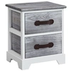 Image de Table de chevet SALERNO table de nuit 2 tiroirs en bois de paulownia style shabby chic vintage vieilli gris blanc