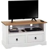 Image de Meuble TV CAMPO avec 2 tiroirs, style mexicain en pin massif blanc et brun