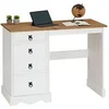 Image de Bureau CAMPO en bois massif L 105 cm avec 4 tiroirs coloris blanc, bureau avec rangement intégré style campagne