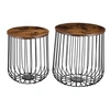 Image de Lot de 2 tables d'appoint ERRANO paniers en métal tables à café tables basses rondes bouts de canapé vintage décor old style