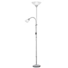 Image de Reality leuchten r4393-87 lampadaire/liseuse 1x e27 + 1x e14 argent/vasques blanches