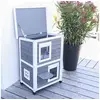 Image de Kattenhuis voor buiten Family 57x55x80 cm grijs en wit442026
