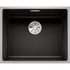 Image de BLANCO SUBLINE 500-IF SteelFrame Évier en granit en silgranit noir Montage encastré en haut et à surface pour armoires inférieures de 60 cm de large Cadre en acier inoxydable Sans banc de bord Sans en occasion ou reconditionné