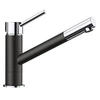 Image de mitigeur, robinet cuisine, bec droit orientable 360ø, blanco kano, chromé et noir, robinetterie cartouche céramique