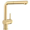 Image de BLANCO LINUS-S Robinet de cuisine en or satiné, haute pression, avec tuyau extractible, clapet anti-retour, cartouche en céramique, qualité de l'eau garantie et économie d'eau en occasion ou reconditionné
