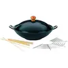 Image de Set de cuisine - - Set wok asiatique 5 pièces - Fonte noire - Ø 36 cm - Compatible tous feux