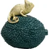 Image de Kare Design Boîte Décorative Caméléon, Vert, Or, Objet Décoratif, Boîte de Rangement, Motif Caméléon, Flair Tropical, Ronde, 20 x 20 x 16 cm (H x L x P) en occasion ou reconditionné