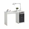 Image de Bureau 1 porte et 1 tiroir 123x50x76,5 cm blanc et noir