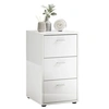 Image de Table d'Appoint 3 Tiroirs Design "Gania" 62cm Blanc Laqué