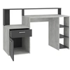Image de Bureau avec réhausse et rangements BOLTON - Mélamine gris béton/antracite - L138,5 x H91,6 x P53,5 cm
