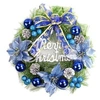 Image de Décoration de Noël Couronne Guirlande de Noël Artificielles Fait à Main pour Votre Porte, Mur ou Fenêtre, Cheminée Muralediamètre 30CM - Bleu